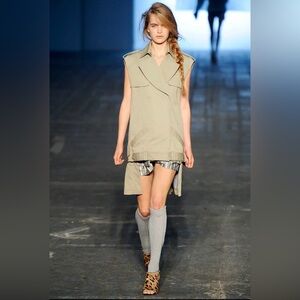 Alexander Wang khaki Sleeveless Longline TRENCH Vest